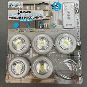 5 pack remote control wireless puck lights ( 3 1.5V ,AAA Batteries needed for ea